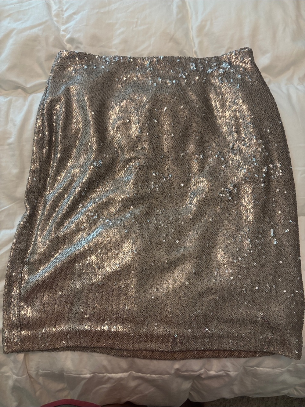 White House Black Market Rose Gold Sequin Pencil Skirt